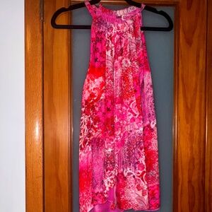Boho-Chic Pink & Red Floral Elie Thari Maxi Blouse